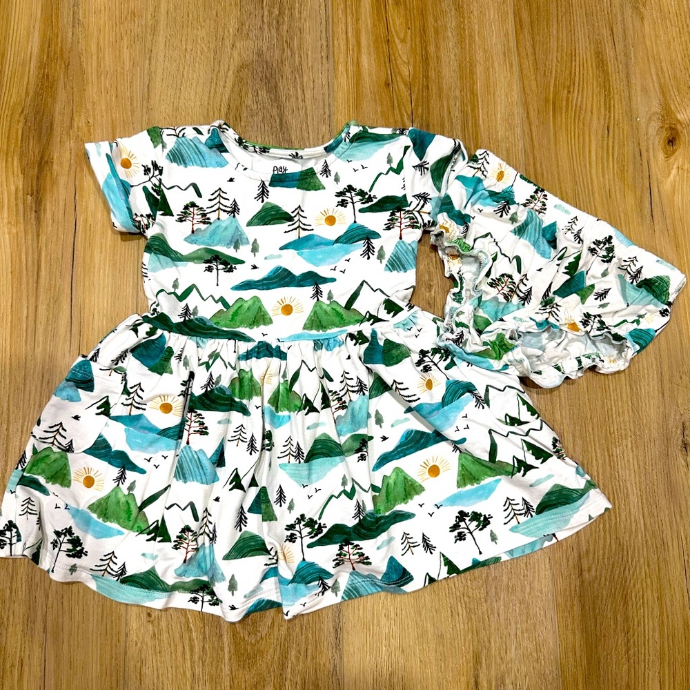 Little Sleepies Mountain Mist Pocket Dress with Bloomers 12-18 month